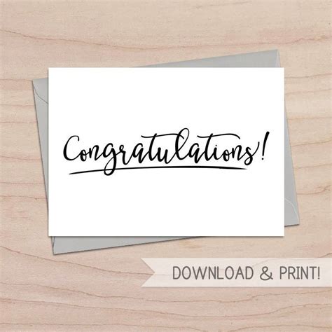 Congratulations Printable Card Instant Download Pdf Card Template In 2022 Printable Cards