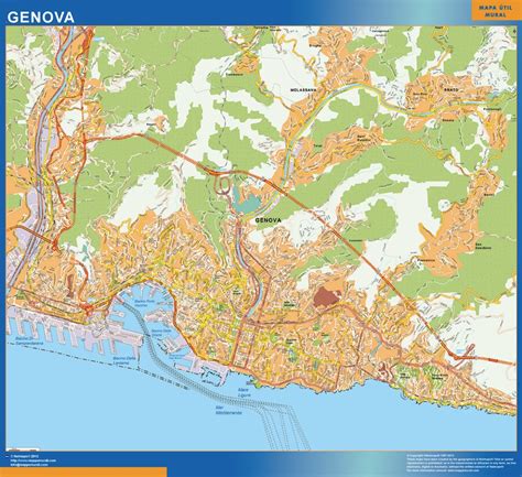 Map of Genova city in Italy | Wall maps