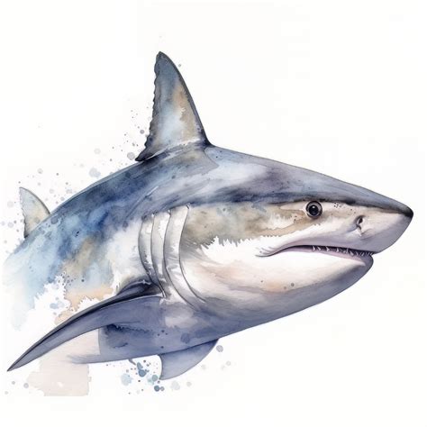 Shark Animal Digital Art Watercolor Painting - ArtPal | Hai malen ...