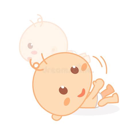 Rollover Baby. Cute Baby Milestone Stock Illustration - Illustration of ...