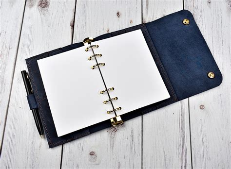 Notebook binder 6 rings genuine leather Loose leaf planner | Etsy