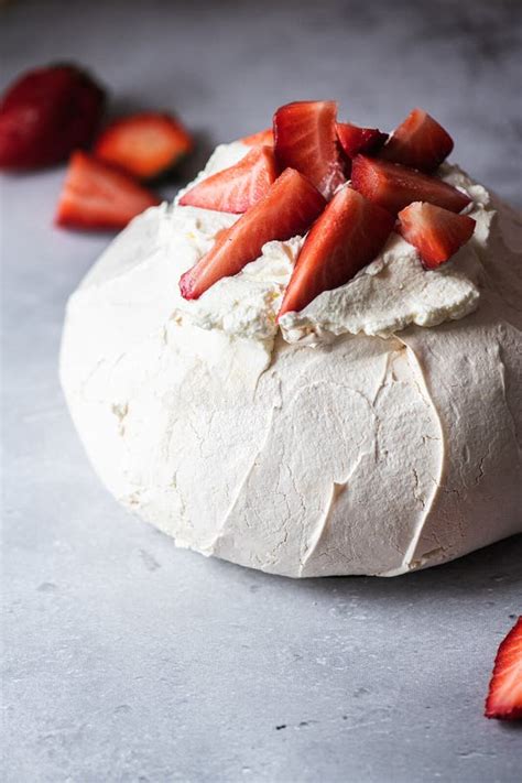 Summer Fruit Pavlova Famous Australian Dessert From Baked Whipped Egg Whites And Cream Cheese