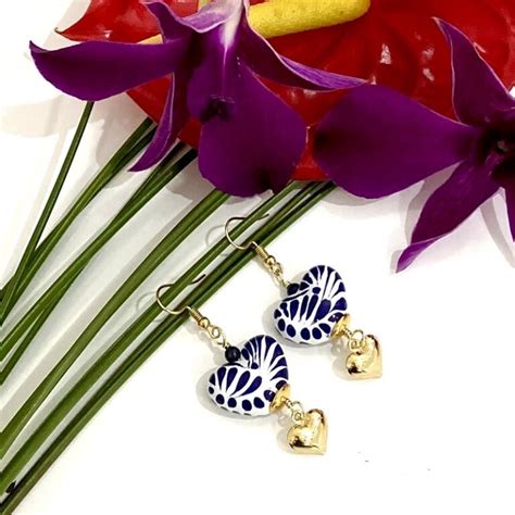 Aretes corazón talavera Albor Arte Mx