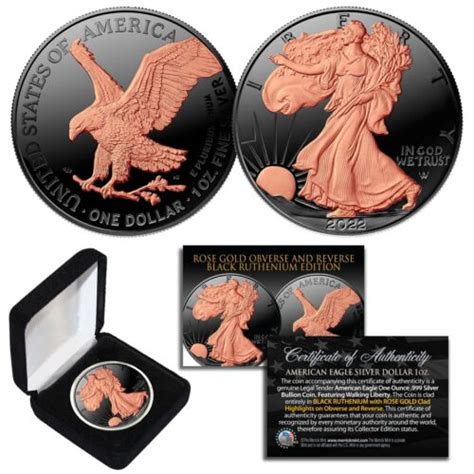 2022 BLACK RUTHENIUM 1 Troy OZ American Silver Eagle ASE Coin 24K