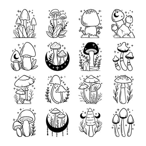 Premium Vector Magic Mushroom Hand Drawn Vector Set