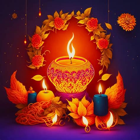 Premium Psd Happy Diwali Indian Festival Background With Candles