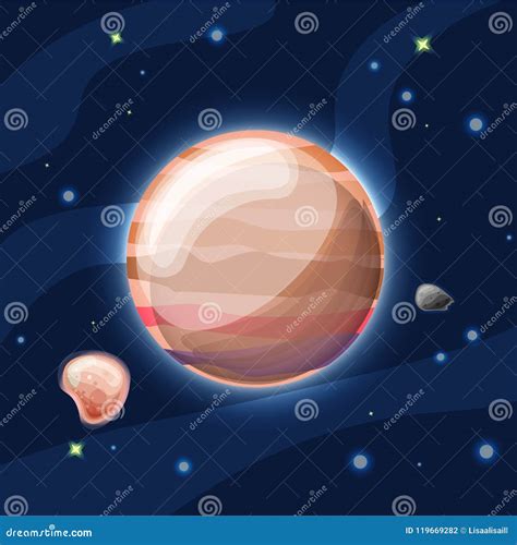 Jupiter Vector Cartoon Illustration. Light Orange Planet Jupiter of ...