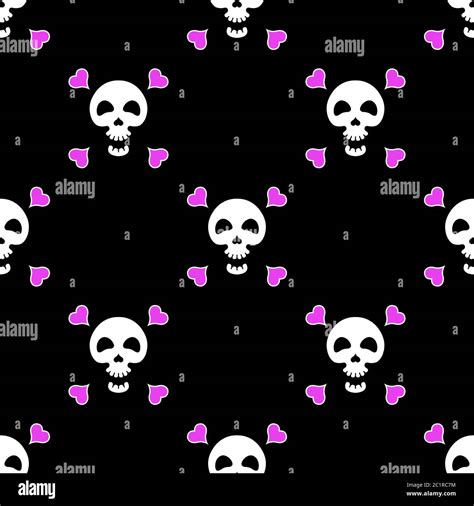 Skull With Hearts Seamless Pattern Vector Seamless Texture Stock Vector Image And Art Alamy