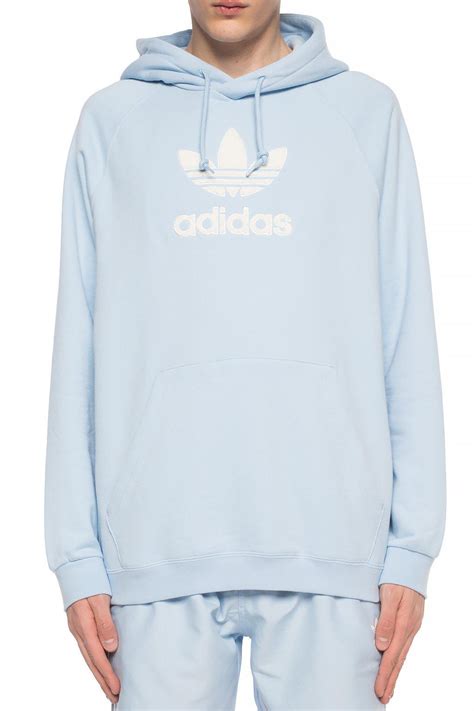 adidas Originals Cotton Logo Hoodie Light Blue for Men - Lyst