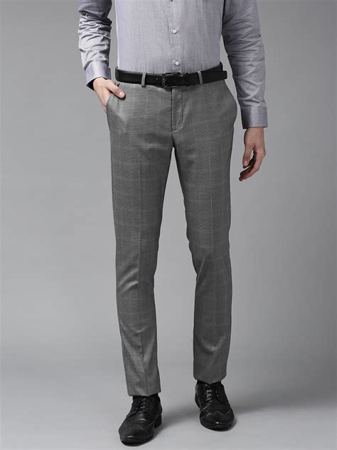 Buy Blackberrys Men Charcoal Grey Sharp Regular Fit Checked Formal