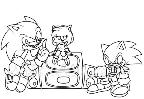 Sonic Exe Vs Friday Night Funkin Coloring Page Free Printable