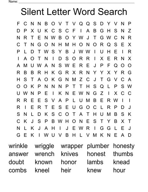 Silent Letter Word Search Wordmint