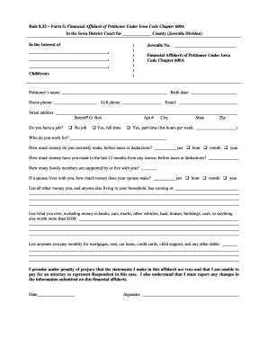 Fillable Online Iowacourts Rule 8 33 Form 5 Financial Affidavit Of