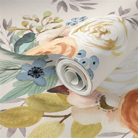 18" Western Autumn / More Florals Wallpaper | Spoonflower