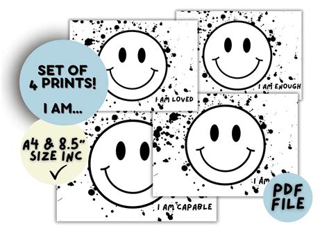 Smiley Happy Face Wall Art Print Printable Kids Wall Art Etsy