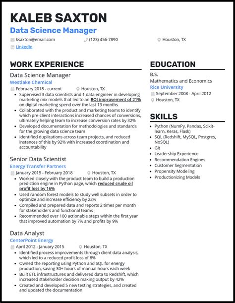 5 Data Science Manager Resume Examples For 2025