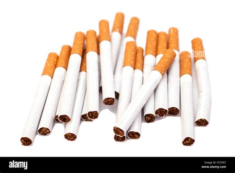 Cigarettes with brown filter isolated on white background Stock Photo ...