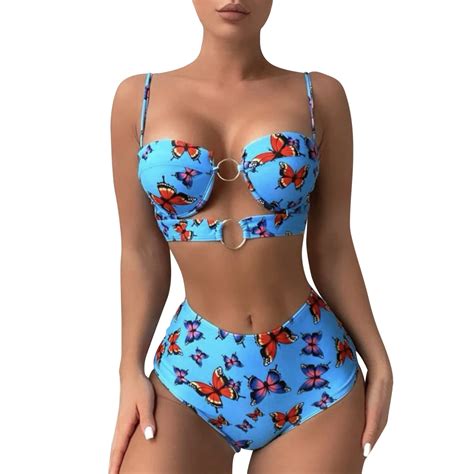 Xuapaodt Womens Fashion Print Summer Beach Split High Waist Swimsuit