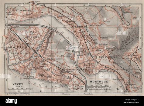 MONTREUX VEVEY Clarens Plan De La Ciudad Suiza Suisse Schweiz 1911