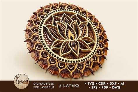 Art Collectibles Sun And Moon Mandala Vector Cdr Laser Cut Svg Vector