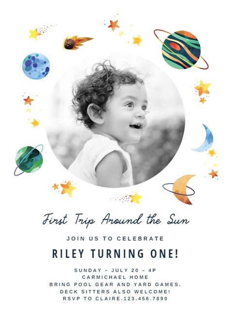 Galaxy Gazer 1st Birthday Invitation Template Greetings Island