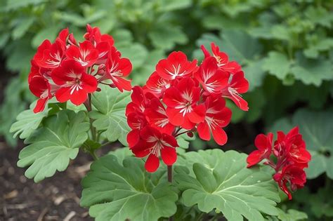 Premium Photo | Red pelargonium in the garden