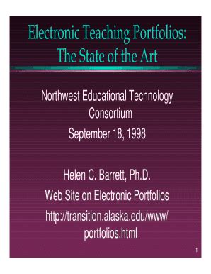 Fillable Online Electronic Teaching Portfolios The State Of The Art