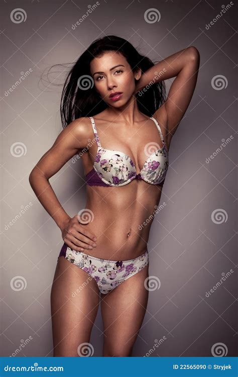 Beautiful And Brunette Wearing Lingerie Stock Photo Image Of Lingerie Sexuality
