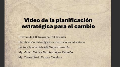 Video De La Planificaci N Estrat Gica Para El Cambio Pdf Descarga