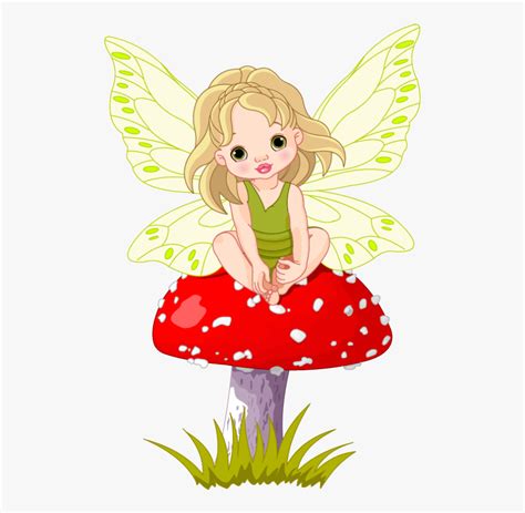 Cute Fairy Sitting On A Mushroom , Free Transparent Clipart - ClipartKey