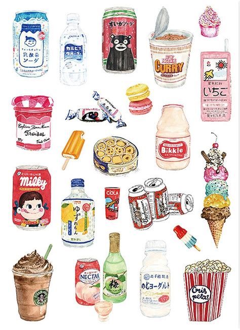 Beverage Sticker Snacks Sticker Pcs Laptop Sticker Etsy Food