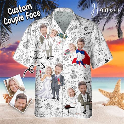 Funny Custom Couple Face Hawaiian Shirt Couple Matching Outfits