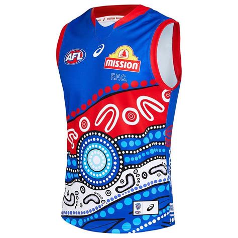 Western Bulldogs Afl Asics Mens Indigenous Guernsey Royal Blue