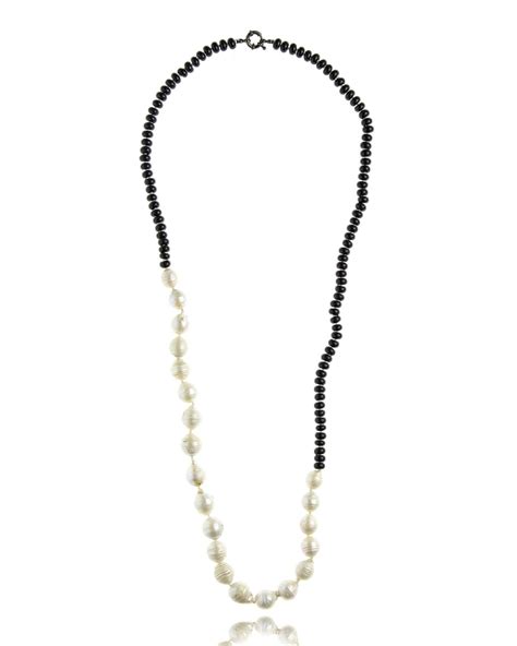 M C L By Matthew Campbell Laurenza Half Onyx Baroque Pearl Necklace