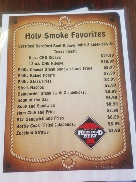 Online Menu Of Holy Smoke Bbq Borger Tx