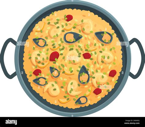 Paella Cuisine Icon Cartoon Vector Spanish Food Restaurant Menu Stock