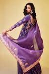 Buy Purple Chanderi Silk Embroidered Gota V Neck Kurta Skirt Set For