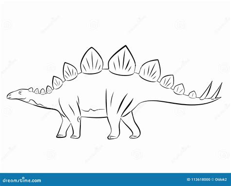 Silhouette Of A Stegosaurus Vector Drawing Stock Vector Illustration