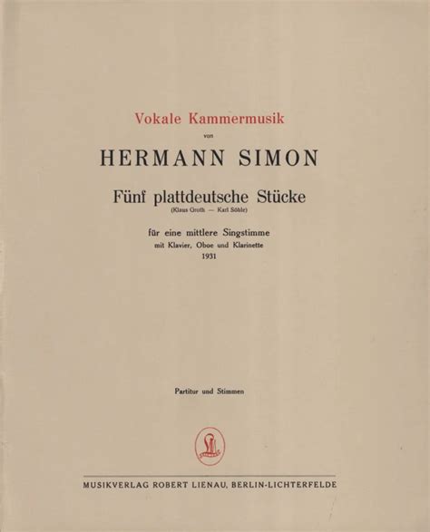 F Nf Plattdeutsche St Cke From Hermann Simon Buy Now In The