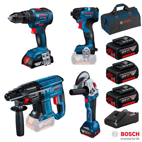 Bosch Professional 4 Piece Power Tool Kit With 3 X 4 0ah