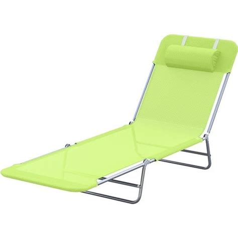 Homcom Chaise Longue Pliante Bain De Soleil Inclinable Transat