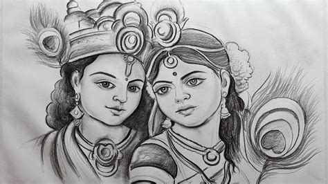 How To Draw Lord Radha And Krishna Easy Pencil Sketch Drawing How To