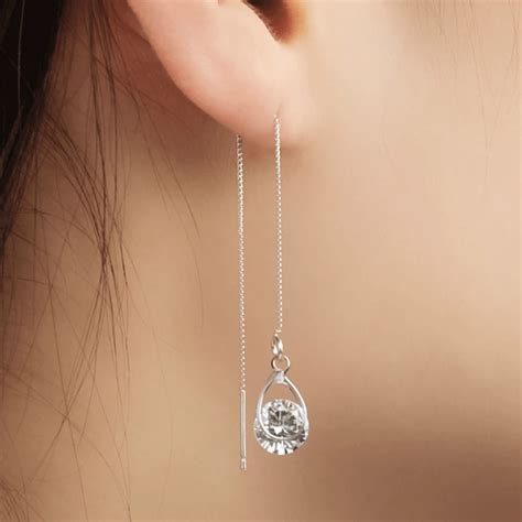 New Fashion Crystal Jewelry Long Drop Rhinestone Tassel Dangle Earrings