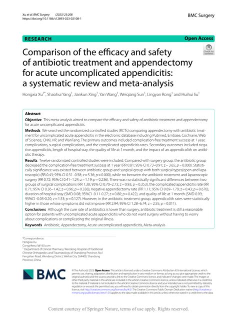 Pdf Comparison Of The Efficacy And Safety Of Antibiotic Treatment And