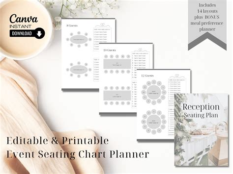 This Modern Editable And Printable Wedding Seating Chart Planner