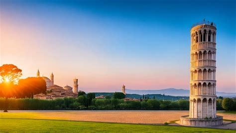 Premium AI Image | The famous Leaning Tower beautiful sunset in Pisa Italy