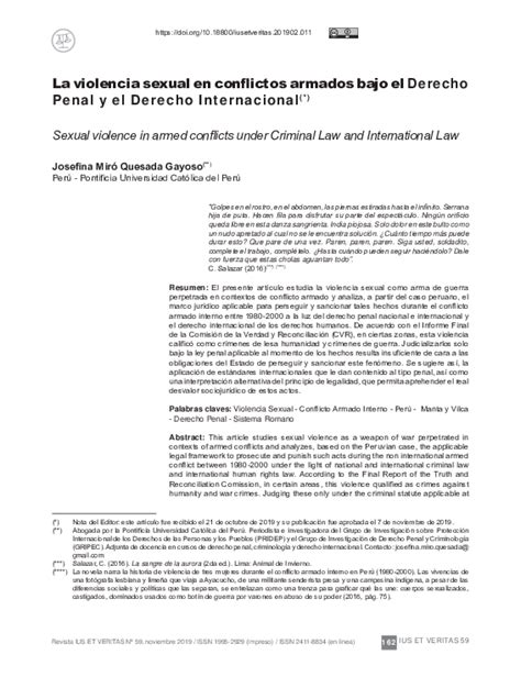 Pdf La Violencia Sexual En Conflictos Armados Bajo El Derecho Penal Y