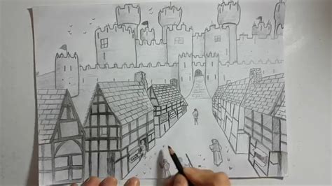 Comment Dessiner Un Village De Noel En Perspective Dessin Off