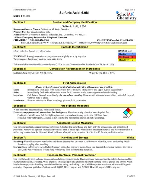 Material Safety Data Sheet Sulfuric Acid, 43% OFF