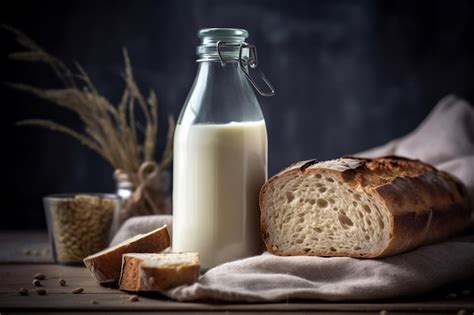 Una Botella De Leche Junto A Una Botella De Leche Foto Premium